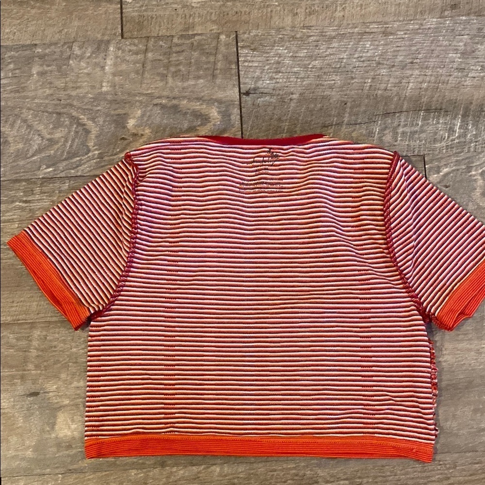 Free People Old School fitted Red & White Striped Crop Top M/L Vintage Inspired - Picture 3 of 10